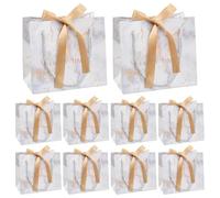 Sacs Cadeaux avec Poignées, 10 Pièces Sac Cadeau Grand Format, 18x16x10cm, Sacs Cadeaux Blanc avec Ruban, Sac Cadeau Anniversaire pour Mariage Anniversaire, Noël, Festival