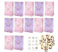 Sacs-Cadeaux De 12 Pièces, 12 Autocollants De Phoque Et 1 Cartes De Voeux De Papillon, Cadeaux D'Anniversaire Pour Enfants, Sacs-Cadeaux De Fête De Papillon, Sacs D'Anniversaire Pour Enfants.