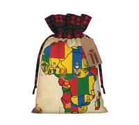 Sacs cadeaux de fête de Noël avec cordon de serrage en lin et motif drapeau du Congo Map01