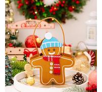 Sacs cadeaux de fête de Noël en forme de bonhomme en pain d'épices, sac à main double face, sac fourre-tout réversible pour bonbons et accessoires de vacances, décorations de fête d'anniversaire en