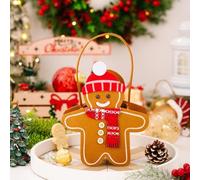 Sacs cadeaux de fête de Noël en forme de bonhomme en pain d'épices, sac à main double face, sac fourre-tout réversible pour bonbons et accessoires de vacances, décorations de fête d'anniversaire en