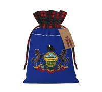 Sacs cadeaux de fête de Noël imprimés drapeau de l'État de Pennsylvanie en lin avec cordon de serrage pour Noël, vacances, mariage, friandises, bonbons, bijoux, sacs à bijoux, tissu à carreaux