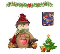 Sacs cadeaux de Noël 2025 à fermeture éclair, décorations de poupées de 3D, sacs réutilisables de Noëls avec Père, bonhomme de neige et élan, pour bonbons et fruits (Bonhomme de neige)