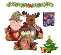 Sacs cadeaux de Noël 2025 à fermeture éclair, décorations de poupées de 3D, sacs réutilisables de Noëls avec Père, bonhomme de neige et élan, pour bonbons et fruits (Pack mixte)