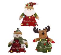 Sacs Cadeaux De Noël 3 Pièces Pochettes à Fermeture Éclair Réutilisables | Sac 3D Pour Veille De Noël Avec Père Noël Bonhomme De Neige Renne Pour Bonbons Biscuits Fruits Petits