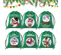 Sacs Cadeaux De Noël À Cordon,6 Pièces de Poches Réutilisables à Fermeture à Cordon - Sacs De Rangement En Tissu De Noël - Pour Fête Anniversaire Bonbons Bébé Mariage Vacances
