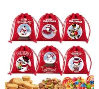 Sacs Cadeaux De Noël À Cordon | Lot De 6 Pochettes,Sac À Bonbons De Noël - Pour les les Bonbons l'Anniversaire les Fêtes le Mariage et le Bébé