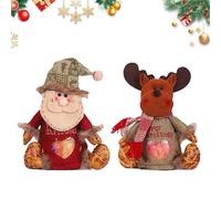 Sacs Cadeaux De Noël à Fermeture éclair, 2025 Nouveaux Sacs Réutilisables En Tissu, Grands Porte-Friandises 3D, Père Noël, Bonhomme De Neige, Petits Sacs En Coton Et Lin, Pour Cadeaux