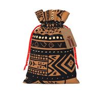 Sacs cadeaux de Noël africains à cordon imprimé tribal - Sacs d'emballage de Noël, sacs à bonbons, pour décorations de fête de vacances, fournitures de fête de mariage, ruban de Noël rouge M