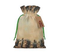 Sacs cadeaux de Noël avec cordon de serrage avec bordure de pomme de pin imprimée, sacs à bonbons, pour décorations de fête de vacances, fournitures de fête de mariage, ruban de Noël vert M