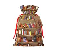 Sacs cadeaux de Noël avec cordon de serrage - Collection d'étagères amusantes et échelle - Sacs d'emballage de Noël, sacs à bonbons, pour décorations de fête de vacances, fournitures de fête de