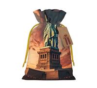 Sacs cadeaux de Noël avec cordon de serrage et cartes Motif Statue de la Liberté à New York