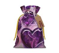 Sacs cadeaux de Noël avec cordon de serrage et cœurs violets - Sacs d'emballage de Noël, sacs à bonbons, pour décorations de fête de vacances, fournitures de fête de mariage, ruban de Noël jaune S