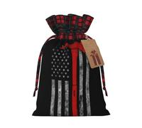 Sacs cadeaux de Noël avec cordon de serrage et hache de pompier rouge pour Noël, anniversaire, fête de vacances