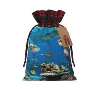 Sacs cadeaux de Noël avec cordon de serrage et imprimé tortues de mer respectueux de l'environnement pour les besoins d'emballage d'anniversaire festifs