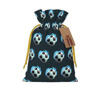 Sacs cadeaux de Noël avec cordon de serrage imprimé ballon de football - Sacs d'emballage de Noël, sacs à bonbons, pour décorations de fête de vacances, fournitures de fête de mariage, ruban de Noël