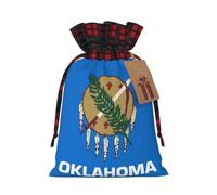 Sacs cadeaux de Noël avec cordon de serrage imprimé drapeau de l'État de l'Oklahoma, sac d'emballage cadeaux pour Noël, anniversaire, fête de vacances