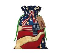 Sacs cadeaux de Noël avec cordon de serrage imprimé drapeau patriotique 4 juillet