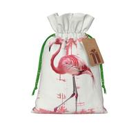 Sacs cadeaux de Noël avec cordon de serrage imprimé flamant rose, sacs à bonbons, pour décorations de fête de vacances, fournitures de fête de mariage, ruban de Noël vert M
