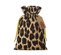 Sacs cadeaux de Noël avec cordon de serrage imprimé léopard - Sacs d'emballage de Noël, sacs à bonbons, pour décorations de fête de vacances, fournitures de fête de mariage, ruban de Noël jaune M