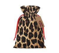 Sacs cadeaux de Noël avec cordon de serrage imprimé léopard - Sacs d'emballage de Noël, sacs à bonbons, pour décorations de fête de vacances, fournitures de fête de mariage S ruban de Noël rouge
