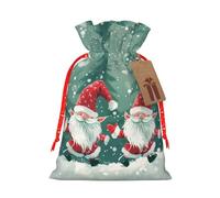 Sacs cadeaux de Noël avec cordon de serrage imprimé nain amusant - Sacs d'emballage de Noël, sacs à bonbons, pour décorations de fête de vacances, fournitures de fête de mariage S ruban de Noël rouge