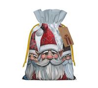 Sacs cadeaux de Noël avec cordon de serrage imprimé nain de Père Noël, ruban de Noël jaune S