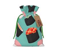 Sacs cadeaux de Noël avec cordon de serrage Motif 1 imprimé Sushi Food Sac cadeau de Noël d'anniversaire
