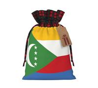Sacs cadeaux de Noël avec cordon de serrage, motif drapeau des Comores, pochettes rustiques en lin avec étiquettes pour cadeaux de fête de mariage