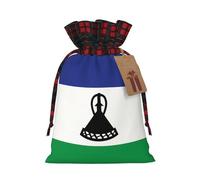 Sacs cadeaux de Noël avec cordon de serrage, motif drapeau du Lesotho, pochettes rustiques en lin avec étiquettes pour cadeaux de fête de mariage