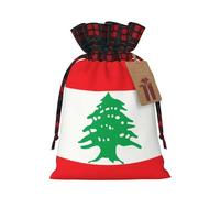 Sacs cadeaux de Noël avec cordon de serrage, motif drapeau du Liban, pochettes rustiques en lin avec étiquettes pour cadeaux de fête de mariage