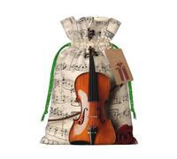 Sacs cadeaux de Noël avec cordon de serrage pour partitions de violon, sacs à bonbons, décorations de fête de vacances, fournitures de fête de mariage, ruban de Noël vert S