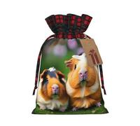 Sacs cadeaux de Noël avec cordon de serrage - Respectueux de l'environnement - Motif cochons d'Inde