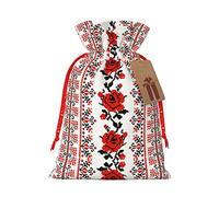 Sacs cadeaux de Noël avec cordon de serrage style broderie ukrainienne pour Noël, fêtes, cadeaux, fêtes de Noël, décorations de vacances