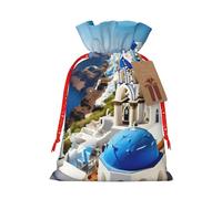 Sacs cadeaux de Noël avec imprimé île grecque avec cordon de serrage pour fête de Noël