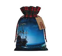 Sacs Cadeaux De Noël Bateau pirate volant à la voile, Sacs Cadeaux De Noël Avec Cordon