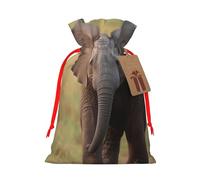 Sacs cadeaux de Noël en forme d'éléphant avec étiquettes et attaches en ruban, sac à bonbons de Noël avec cordon de serrage, sacs d'emballage cadeaux de Noël, sacs d'emballage cadeaux réutilisables