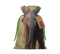 Sacs cadeaux de Noël en forme d'éléphant avec étiquettes et attaches en ruban, sac à bonbons de Noël avec cordon de serrage, sacs d'emballage cadeaux de Noël, sacs d'emballage cadeaux réutilisables