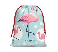 Sacs cadeaux de Noël en peluche aquarelle flamant rose, grande taille, sacs à friandises en velours doux avec fermeture à ruban rouge pour cadeaux de fête et emballage cadeau