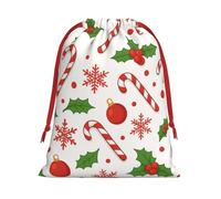 Sacs cadeaux de Noël en peluche avec cordon de serrage en forme de flocon de neige, canne à sucre d'orge, grande taille, sacs à friandises en velours doux avec fermeture à ruban rouge pour cadeaux de