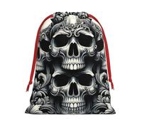 Sacs cadeaux de Noël en peluche baroque avec cordon de serrage - Grande taille - En velours doux - Avec fermeture à ruban rouge - Pour cadeaux de fêtes et emballages cadeaux