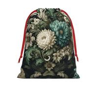 Sacs cadeaux de Noël en peluche de l'époque victorienne fleurie avec cordon de serrage, grande taille, sacs à friandises en velours doux avec fermeture à ruban rouge pour cadeaux de fête et emballage