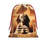 Sacs cadeaux de Noël en peluche vintage pyramide égyptienne avec cordon de serrage Grande taille Sacs à friandises en velours doux avec fermeture à ruban rouge pour cadeaux de fêtes de fin d'année et