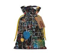 Sacs cadeaux de Noël imprimés avec cordon de serrage - Formule mathématique - Sacs d'emballage de Noël, sacs à bonbons, pour décorations de fête de vacances, fournitures de fête de mariage - Ruban de
