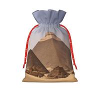 Sacs cadeaux de Noël imprimés pyramides d'Égypte, sac d'emballage de Père Noël, sacs cadeaux de Noël en toile avec cordons de serrage, sac cadeau