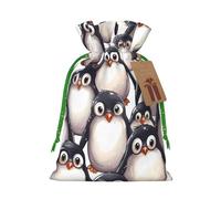 Sacs cadeaux de Noël mignons en forme de bébé pingouins avec étiquettes et attaches ruban, sac à bonbons de Noël avec cordon de serrage, sacs cadeaux de Noël, sacs d'emballage cadeaux réutilisables