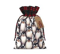 Sacs cadeaux de Noël mignons en forme de bébé pingouins avec étiquettes et attaches ruban, sac à friandises de Noël avec cordon de serrage, sac cadeau de Noël, sac d'emballage cadeau réutilisable pour