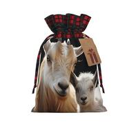 Sacs cadeaux de Noël mignons en forme de chèvre avec étiquettes et attaches en ruban, sac à friandises de Noël avec cordon de serrage, sacs cadeaux de Noël, sacs cadeaux de Noël réutilisables pour