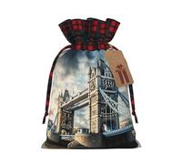 Sacs cadeaux de Noël réutilisables avec cordon de serrage et inscription « Old Tower Bridge London »