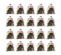 Sacs cadeaux de Noël réutilisables avec cordon de serrage, pochettes de fête de vacances pour le stockage de friandises de Noël
